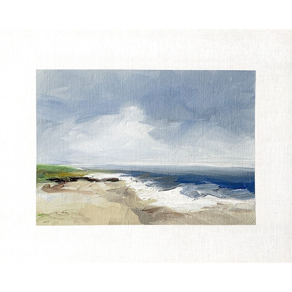 8x10 Original Oil Seascape Painting Clouds Beach Ocean Impressionist Art Signed